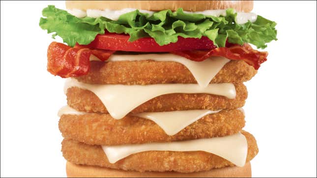 Image for article titled Jack in the Box sees your chicken sandwich, raises you four chicken patties