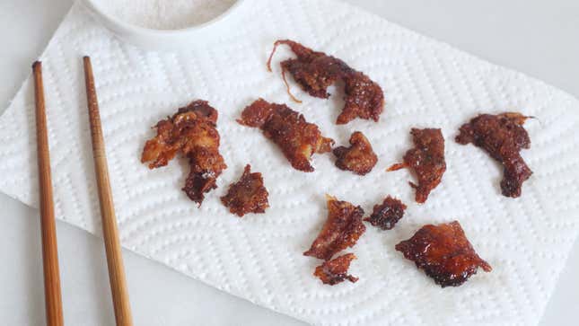 Image for article titled You Should Definitely Fry Any and All Leftover Chicken Skin