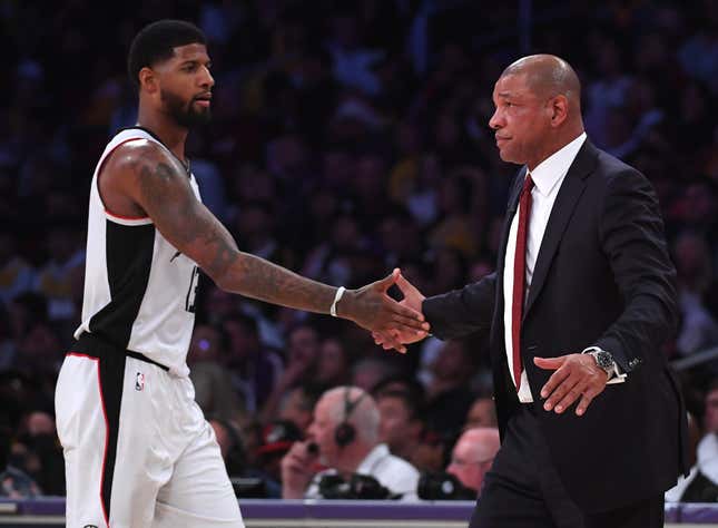 Image for article titled Instead of Looking In the Mirror, Paul George Throws Doc Rivers Under the Bus for Clippers&#39; Failures