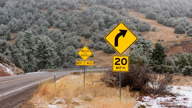 Image for article titled Signs Make Upcoming Section Of Road Sound Pretty Badass