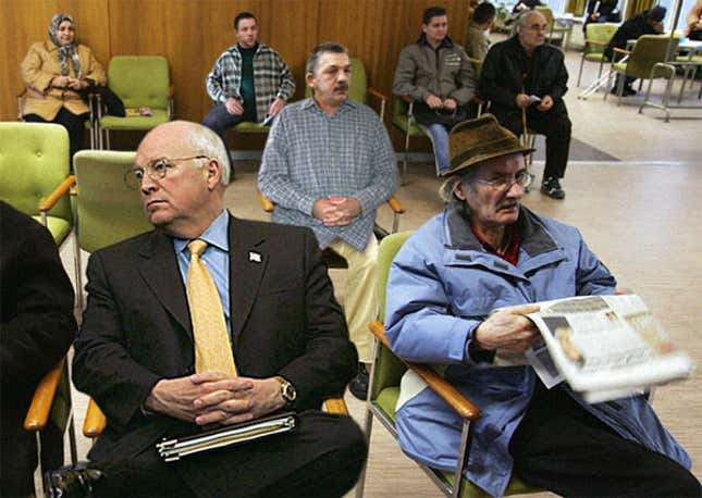 The vice president waits to see his primary-care physician at a Washington-area clinic.