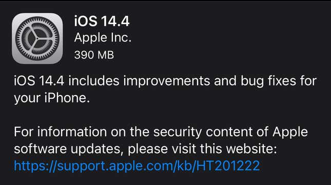 Image for article titled Install iOS/iPadOS 14.4 Today to Block Three Big Vulnerabilities