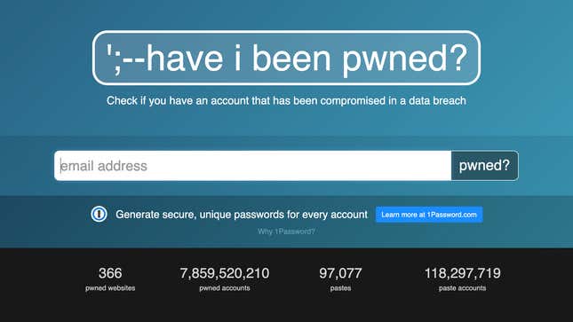 Image for article titled For Sale: Have I Been Pwned