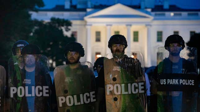 Police outside the White House on May 31, 2020 during protests in Washington, D.C.