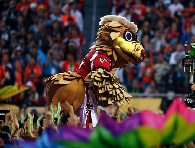 Image for article titled Super Bowl Halftime Show Ends With Freddie Falcon Pecking Out Lady Gaga’s Eyes