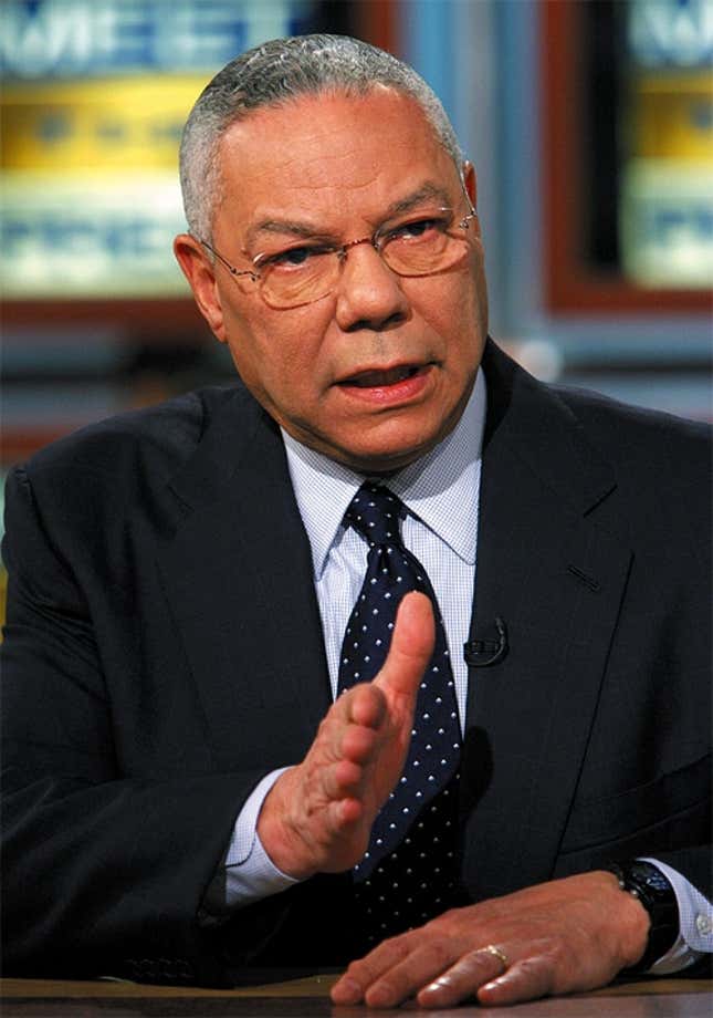 Appearing on <I>Meet The Press</I>, Powell answers questions about his controversial new book (below).