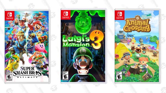 Super Smash Bros. Ultimate | $50 | Walmart
Luigi’s Mansion 3 | $50 | Walmart
Animal Crossing: New Horizons | $50 | Walmart