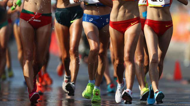  Athletes compete in the Women’s 20km Walk final on Day 14 of the Rio 2016 Olympic Games at Pontal on August 19, 2016