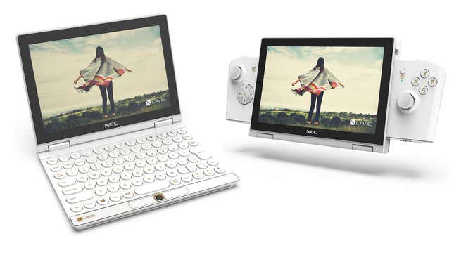 Image for article titled The LaVie Mini Concept Is a Wild Mashup of a Laptop and a Nintendo Switch