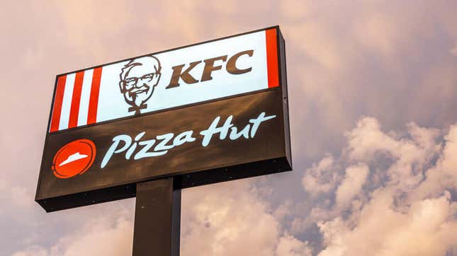 Outdoor sign for a combination KFC and Pizza Hut