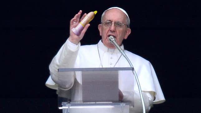 Image for article titled Bold New Pope Shows Crowd In Saint Peter&#39;s Square How To Apply Condom