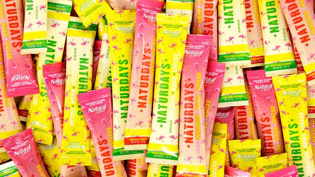Pile of Naturdays ice pops in bright pink and yellow hues