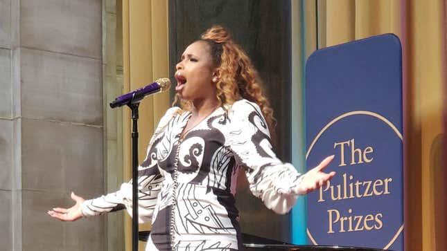 Singer Jennifer Hudson performing “Amazing Grace” at the 2019 Pulitzer Prize ceremony in New York City.