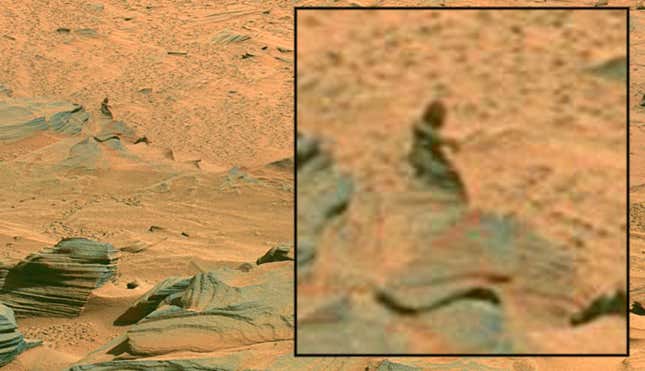 The supposed woman on Mars, with zoomed up view inset. 