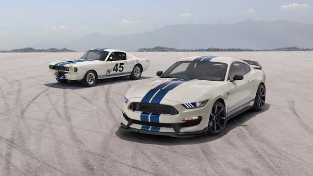 Image for article titled Ford Presents Rare Opportunity To Buy White Mustang With Blue Stripes