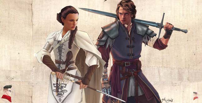 Medieval Padmé and Anakin by artist Jake Bartok, for composer Samuel Kim.