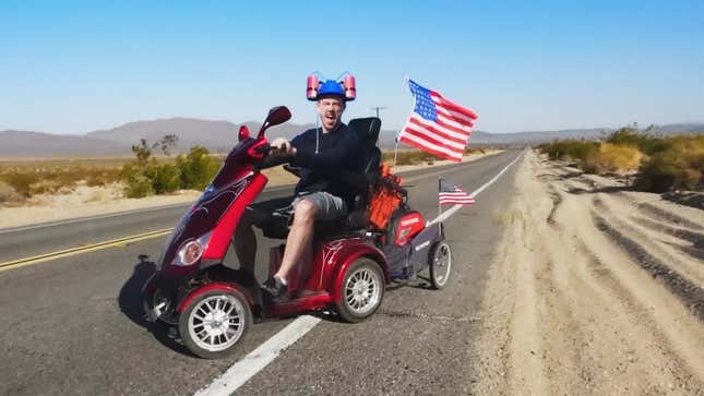 Image for article titled UK Man Tries To Ride Mobility Scooter Across The U.S.; Makes It 500 Miles