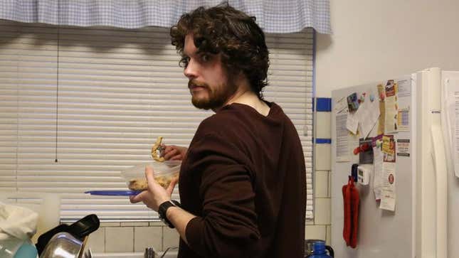 Image for article titled Man Walks In On Roommate In Kitchen Having Way With His Leftovers