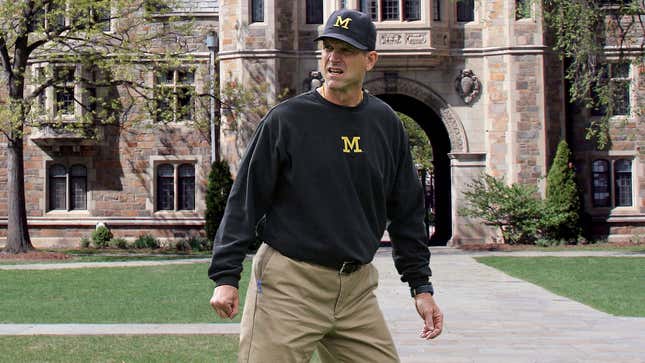 Image for article titled Jim Harbaugh Annoyed He Only Got $5.89 For Selling Back 2020 Playbook To University Bookstore