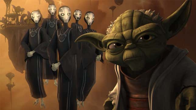 Yoda pasa una serie de pruebas en La Fuente de la Vida.
Imagen: Lucasfilm