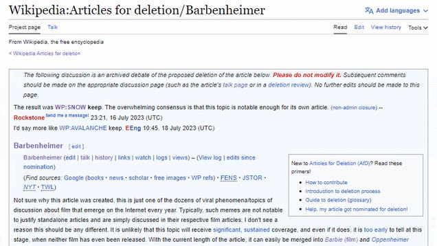 The Massive Wikipedia War Over Barbenheimer, Explained