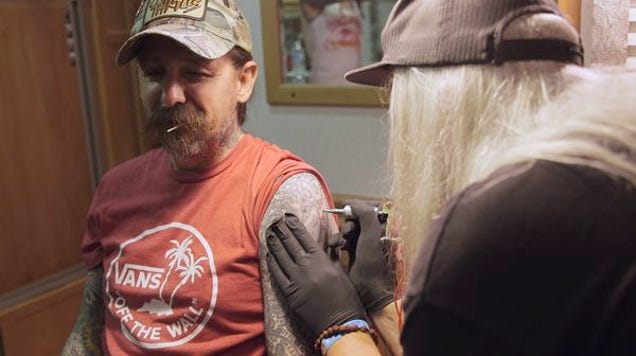 Watch Dinosaur Jr.'s J. Mascis give someone a tattoo for the first time