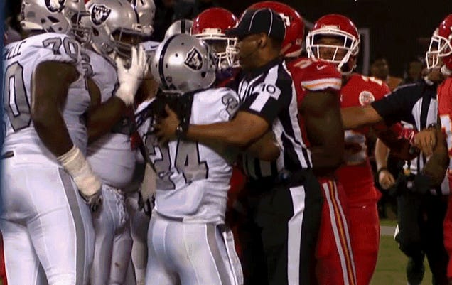 Marshawn Lynch sits in stands after ejection, takes train home after  Oakland Raiders win 