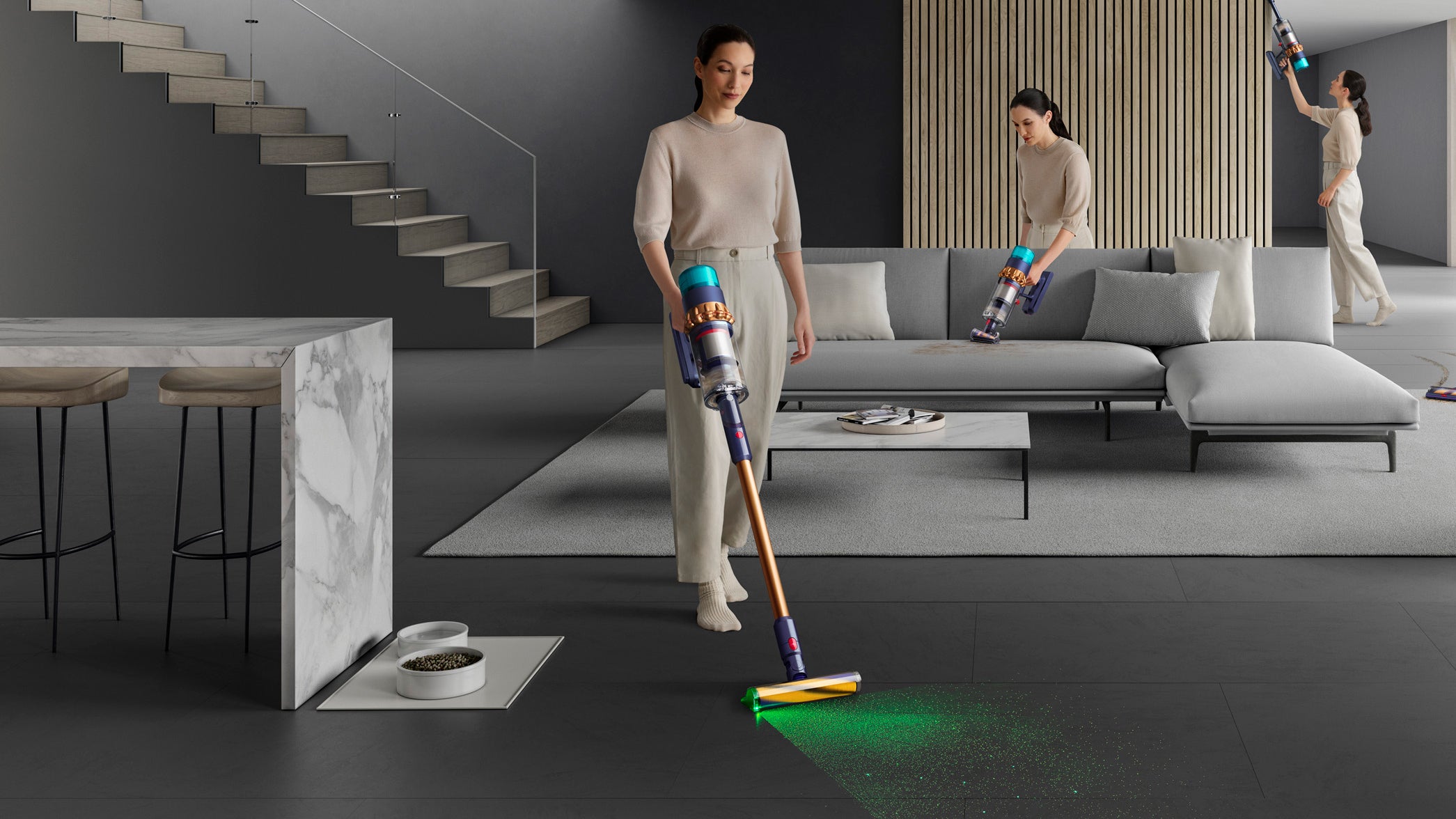Veel mensen gebruiken de Dyson Gen5detect draadloze stofzuiger om verschillende delen van het huis schoon te maken, waaronder de vloer, de bank en moeilijk bereikbare bovenruimte.
