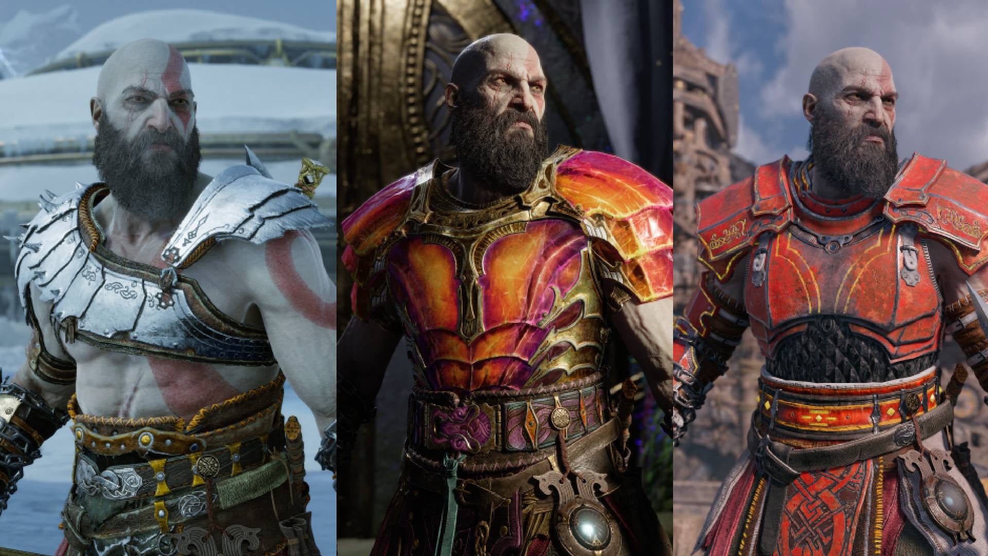 Kratos nosi nową kolorową zbroję.