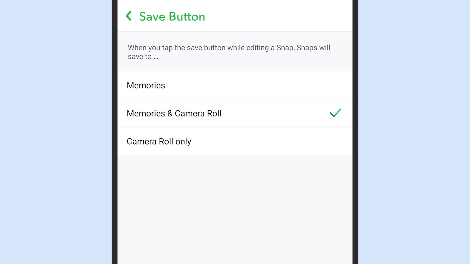 يمكن لـ Snapchat حفظ الصور ومقاطع الفيديو مباشرة على هاتفك.