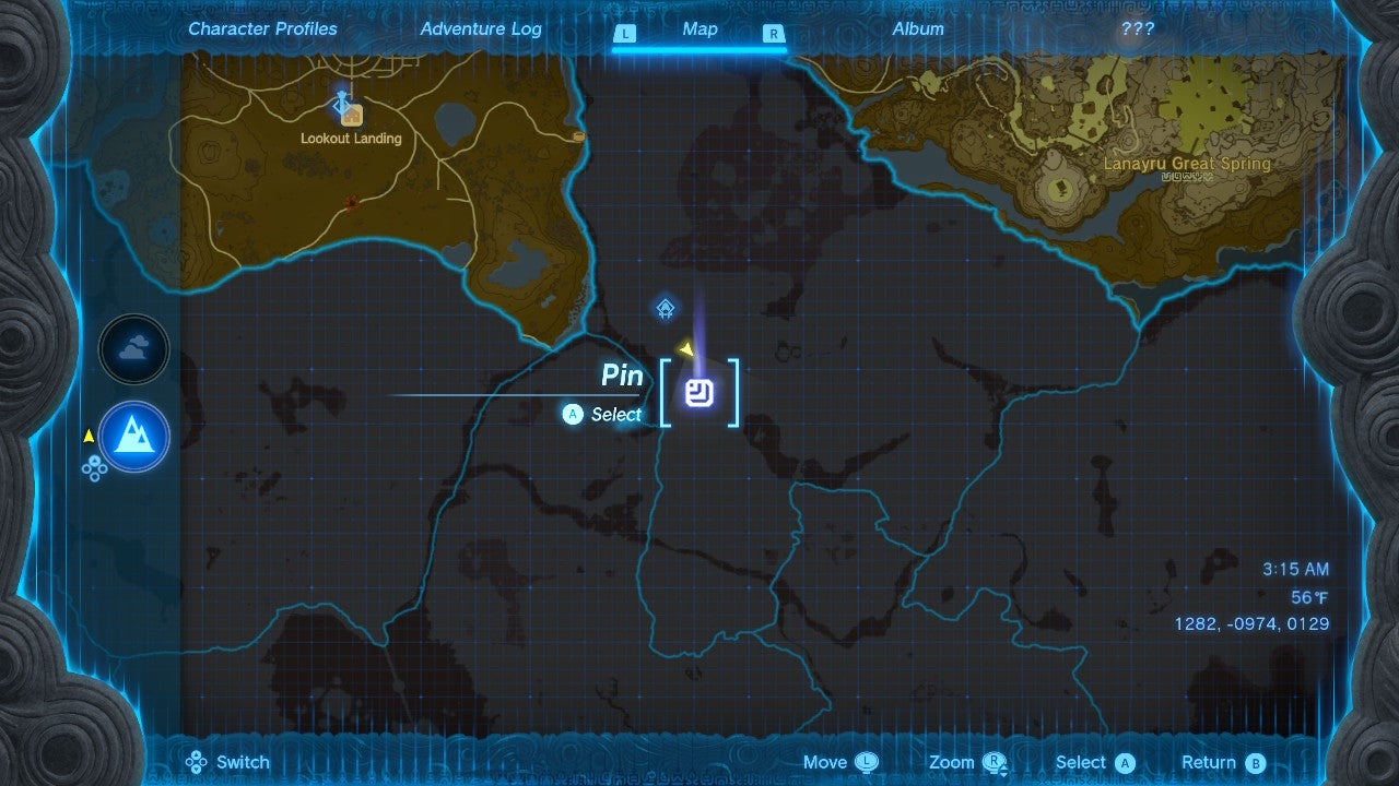 A map in Kingdom Tears shows a specific location.