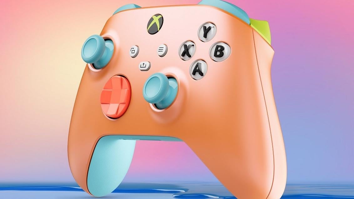 A promotional shot shows Microsoft's new Sunkissed Vibes Special Edition console.