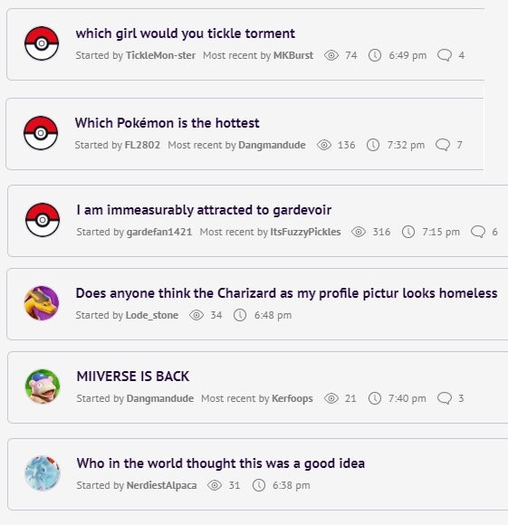 Many topics are presented on the forums, incl "Any girl would tickle her doom," "I am immeasurably drawn to Gardevoir," And "Who in the world would have thought this was a good idea."