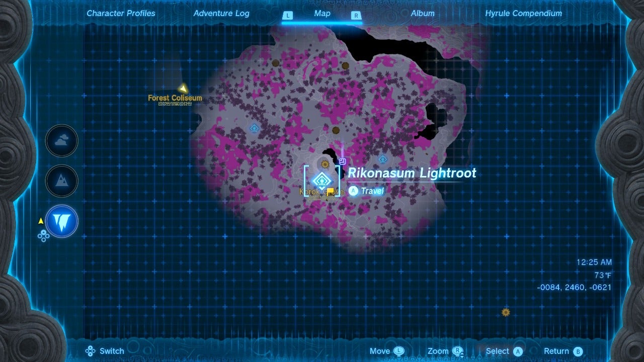 Mapa ukazující umístění Rikonasum Lightroot.