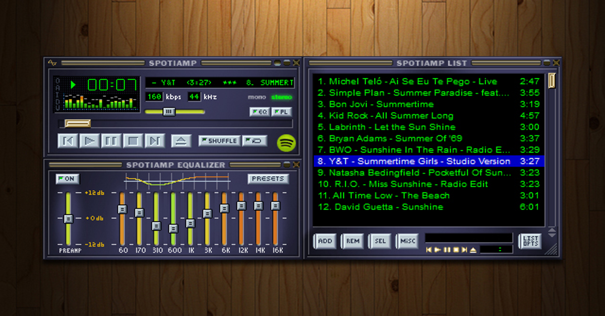 Spotiamp spotify with winamp skin and plugins for mac