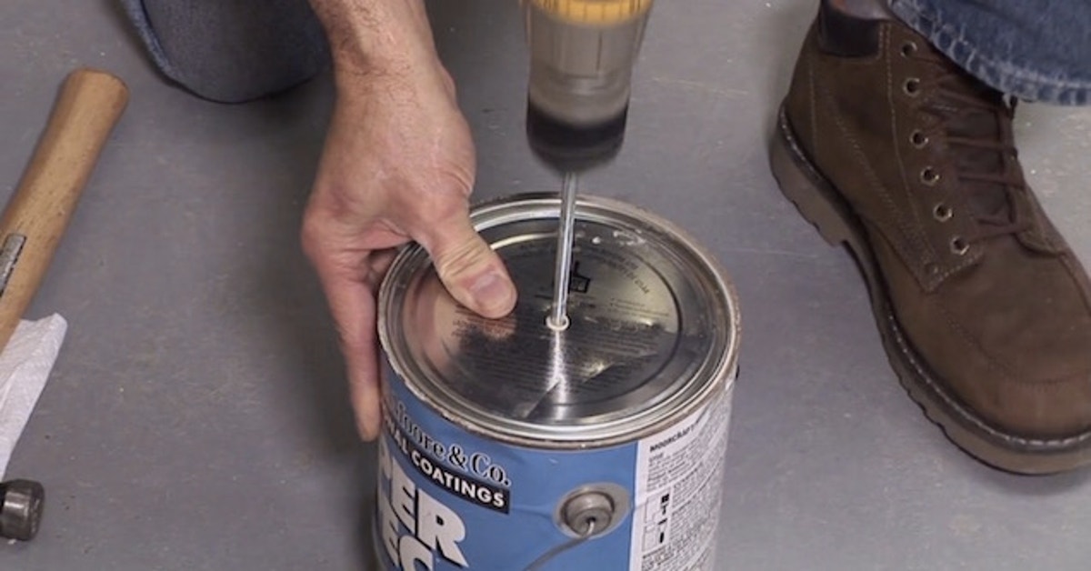 Drill A Hole Through The Paint Lid To Prevent Splashing When Mixing ...