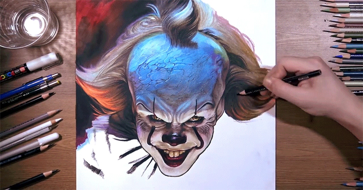 Watch This Illustration Of Pennywise Come To Life Right Before Your