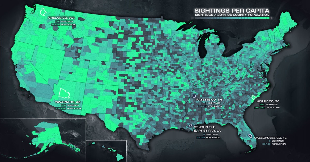 Map Shows Where UFO Sightings Are Seen The Most In The USA | Gizmodo ...