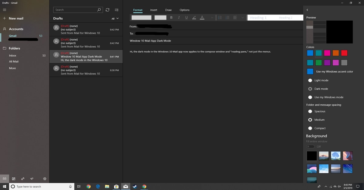 How To Turn On Dark Mode In Windows 10 Mail | Lifehacker ...