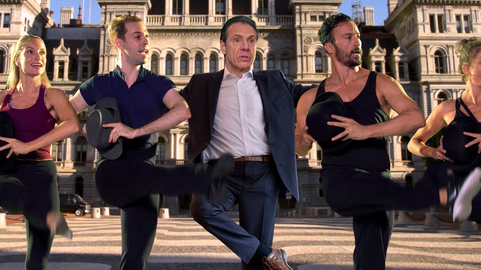 Governor Cuomo in dance line