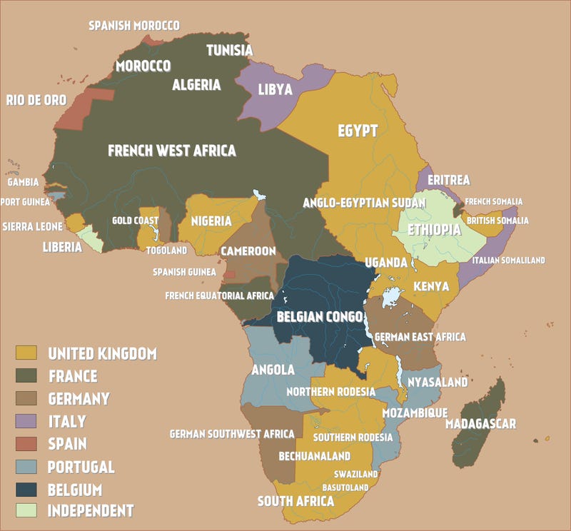 colonial map of africa 1900 A Map Of Colonial Africa Just Before The Outbreak Of World War I colonial map of africa 1900