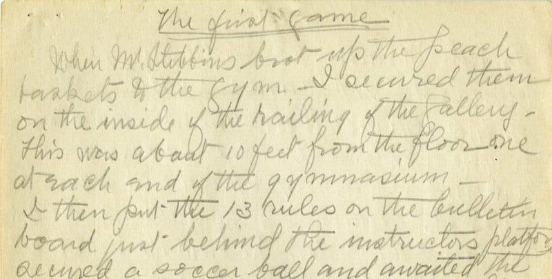 James Naismith S Handwritten Notes On The First Basketball Game
