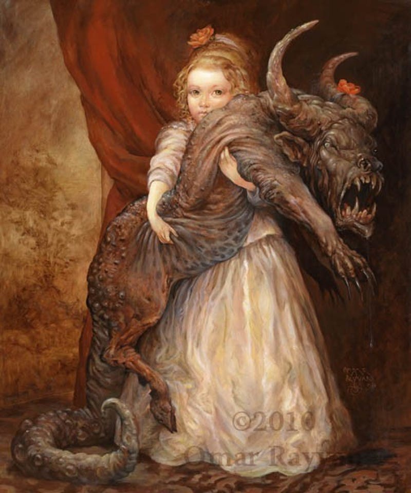 Concept Art Writing Prompt Portrait Of A Girl With Her Demon Pet