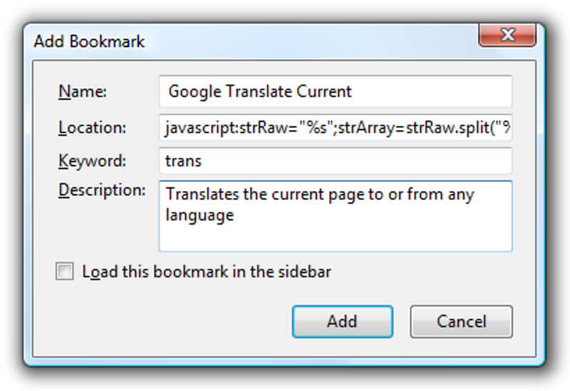 Create Smarter Google Translate Keyword Bookmarks