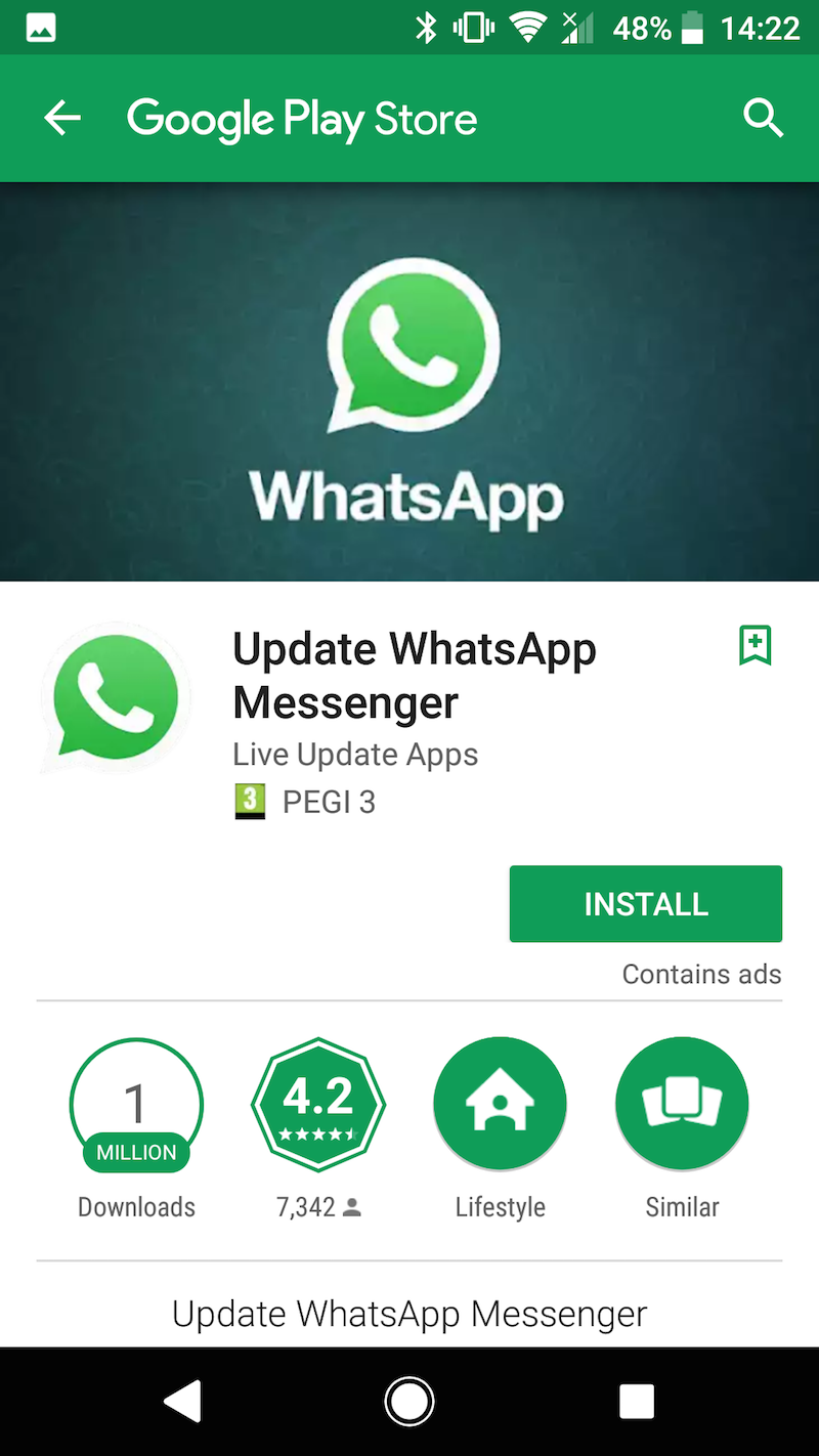 Watch Out For This Fake Whatsapp App In The Google Play Store