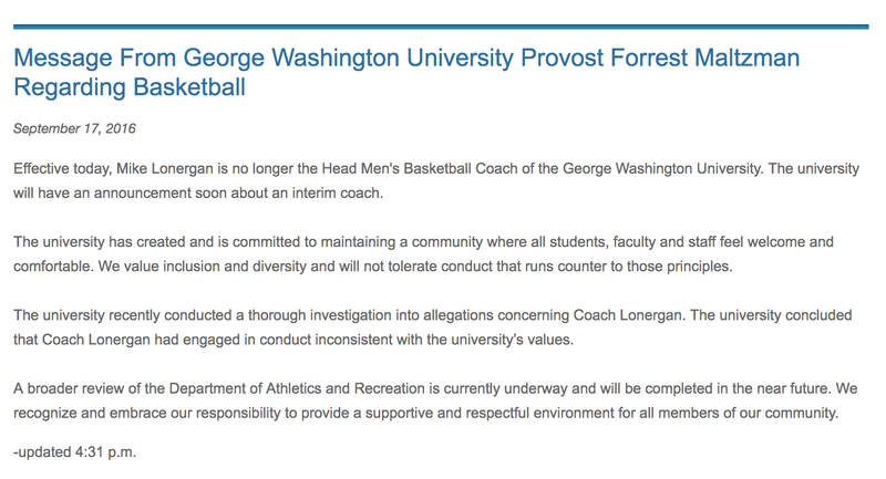 Patrick Nero Mike Lonergan And The Scandal That Rocked Gw Athletics