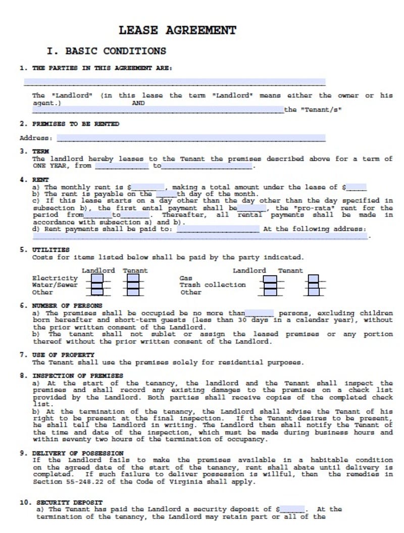 Tenancy Agreement Form Pdf Free