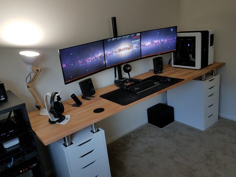 The Triple Monitor Dual Desk Workspace