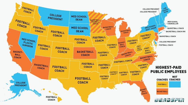 Infographic Is Your State S Highest Paid Employee A Coach Probably