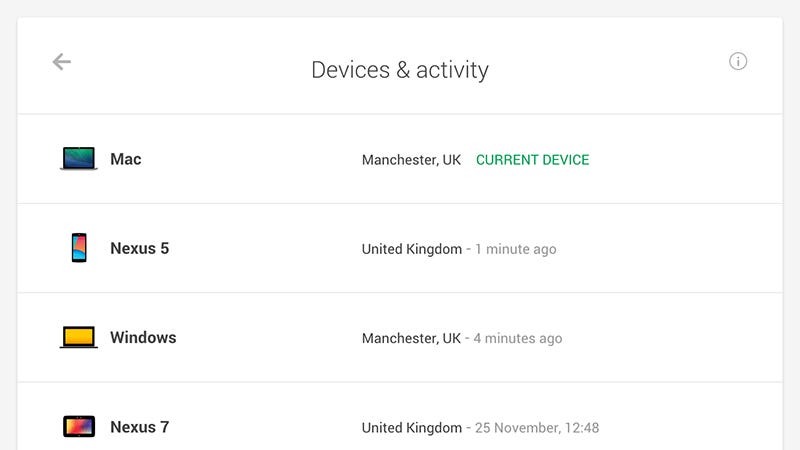Google account devices signed in